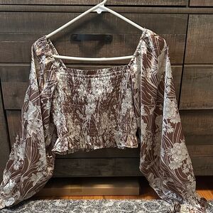 Listicle Brown Floral Blouse